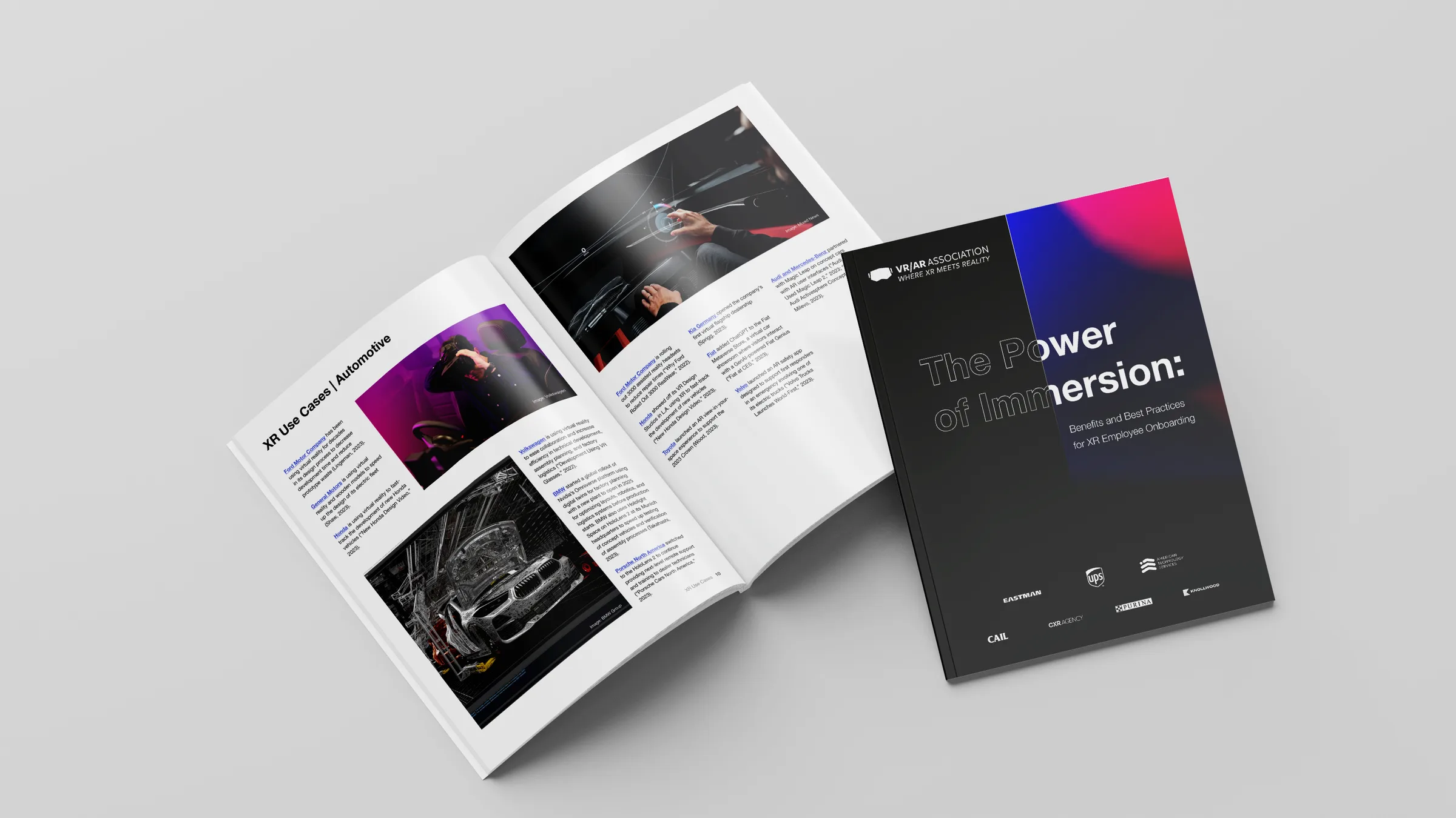 The Power of Immersion whitepaper: dark gradient cover beside an open spread